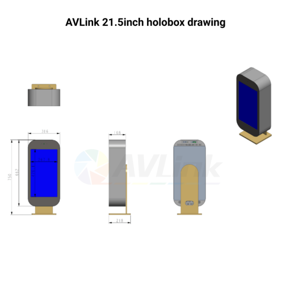 22 inch transparent holobox LCD Displays drawing