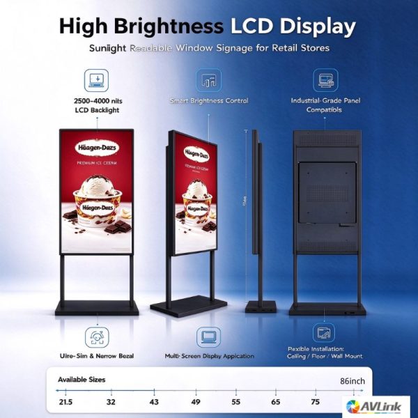 65 inch Window Facing Digital Signage for Retail Stores